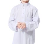 IDOPIP Muslim Thobe for Boys Kids Long Sleeve Islamic Arabic Kaftan Robe Middle East Dubai Prayer Dress Clothes with Pockets - Image 5