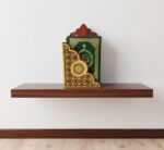 Wooden Quran Stand - Islamic Book Holder - Table and Shelf Decor, Dark Brown and Gold, 20x7x28cm - Image 3