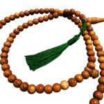Natural Brown 8mm Prayer Beads Citrus Wood Tasbih with Green Tassels - Image 3