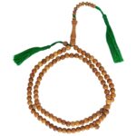 Natural Brown 8mm Prayer Beads Citrus Wood Tasbih with Green Tassels - Image 4