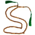 Natural Brown 8mm Prayer Beads Citrus Wood Tasbih with Green Tassels - Image 5