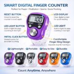 MOBIASHTA Digital Tasbeeh Hand Tally Counter Finger Ring Digital Counting MachineCounter Tasbeeh & Jaap mala for Counting Purpose with LED (3 Pc -Color Will be Sent as per Availability) - Image 3