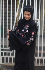 Black Abaya Embroidery Work Stylish Burkha For Women Elegant Modest Wear Islamic Naqab (Black) - Image 5