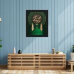 Islamic Calligraphy Wall Art with Masjid-e-Nabawi Green Dome 8x10 Inch | Madina Mosque Photo Frame with Arabic Text | Muslim Religious Home Decor | Black Wood Finish Frame-SRM-68 - Image 3