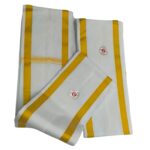 Shri Bhargavas | White Angavastram with Zari Border | Handloom Weaved Angavasthram | Pack of 2 - Image 3