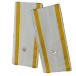 Shri Bhargavas | White Angavastram with Zari Border | Handloom Weaved Angavasthram | Pack of 2 - Image 5