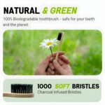 Eco-friendly Bamboo Wooden Toothbrush For Adults Teeth With Activated Charcoal | Soft Bristles | Biodegradable And Sustainable (Pack Of 6) - Image 3