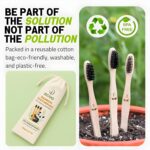 Eco-friendly Bamboo Wooden Toothbrush For Adults Teeth With Activated Charcoal | Soft Bristles | Biodegradable And Sustainable (Pack Of 6) - Image 8