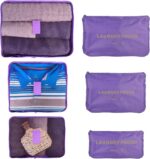 7 pc / 6 pc Travel Oraganizer Packing cubes kit, Sapace Saver Multi use Bag for Men and Women, Clothes packing cubes for travel, Cupboard Oraganizer cubes (6 POUCH-PURPLE) - Image 3