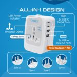 Ceptics Travel Adapter India to Europe, USA, UK, Australia, Africa, Chile, Italy, UAE & World Travel Plug Adapter, Safe Compact & Powerful USB Adapter (Universal Travel Adapter with Type C, 2-Pack) - Image 6