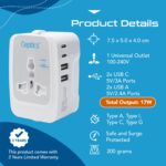 Ceptics Travel Adapter India to Europe, USA, UK, Australia, Africa, Chile, Italy, UAE & World Travel Plug Adapter, Safe Compact & Powerful USB Adapter (Universal Travel Adapter with Type C, 2-Pack) - Image 7