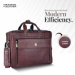 HAMMONDS FLYCATCHER Genuine Leather Office Bag for Men, 15.6" Professional Leather Laptop Bag for Men for Office, Travel, Daily Use, Adjustable Strap & Multi Compartments - 1 Year Warranty - Brown - Image 3