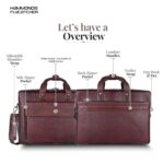 HAMMONDS FLYCATCHER Genuine Leather Office Bag for Men, 15.6" Professional Leather Laptop Bag for Men for Office, Travel, Daily Use, Adjustable Strap & Multi Compartments - 1 Year Warranty - Brown - Image 4