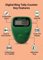 Digital Tasbih Tally Counter Finger Ring Electronic Chanting Count Machine, Meditation, Prayer & Cricket Umpire (Pack of 2 Random Colours) - Image 3