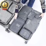 Mocofo Foldable Luggage Sets Packing Cube, 6 Set Craft Compression Rose Pink Travel Luggage Organizer Clothes Storage Bags Laundry Bag Organizer Accessories Light Grey Waterproof Packing Pouch - Nylon - Image 3