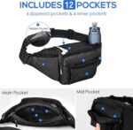 Waist Bag Fanny Pack for Women Men | Large Cross Body Sling Bag for Hiking, Travel, Running, Outdoor Sports, Cycling | Walking Waist Bag with Water Bottle Holder (Polyester Fanny Pack, Black) - Image 4