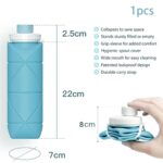 Folding Silicone Water Bottle 600ml – Collapsible Leakproof Travel Bottle | BPA-Free Wide Mouth Reusable Water Bottle for Gym, Cycling, Camping & Outdoor Use (Multicolor) - Image 4