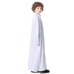FYMNSI Arabic Thobe For Muslim Boys Robes Long Sleeve Kaftan With Pockets Solid Color Middle East Abayas Dubai Clothing 4-14T - Image 4