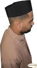 2 Pcs Black & White Islamic Hat Men Egyptian Kufi Kofi Koofi Fabric Mens Headwear Topi Imam El Shaarawy Cap Plain Prayer Muslim Egypt Arab Arabian Islam Mens Sha'rawi Worship Soft Comfortable - - Image 6