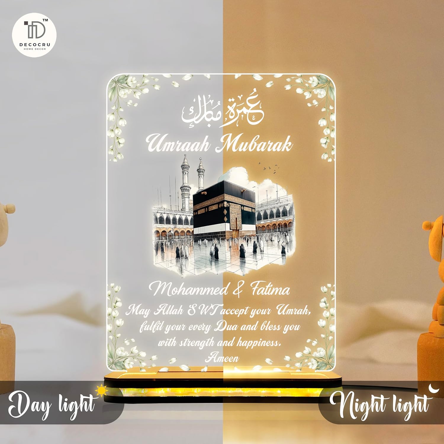 Islamic Kaaba LED Night Lamp Umrah Mubarak Design | Acrylic Table Light | Muslim Gift Idea for Hajj Return Decoration | 6x8 inches - Image 4