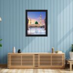 Anita Ent. Masjid-E-Nabawi Sunset View Islamic Wall Photo Frame 8X10 Inch | Madina Green Dome Mosque Picture For Muslim Home Decor | Black Synthetic Wood Frame-Arth-65 | Photoframe For Living Room - Image 3