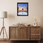 Anita Ent. Masjid-E-Nabawi Sunset View Islamic Wall Photo Frame 8X10 Inch | Madina Green Dome Mosque Picture For Muslim Home Decor | Black Synthetic Wood Frame-Arth-65 | Photoframe For Living Room - Image 4