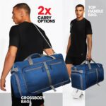 FATMUG Light Foldable Duffel Bag for Travel, Packing and Storage - Men and Women - 45L, Navy - Image 10