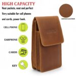 MENSCH Holster Leather Mobile Phone Pouch Multifunction Belt Loop Waist Bag Pouch for Phone Upto 6.8 inch (Tan) - Image 3