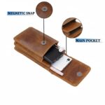 MENSCH Holster Leather Mobile Phone Pouch Multifunction Belt Loop Waist Bag Pouch for Phone Upto 6.8 inch (Tan) - Image 5