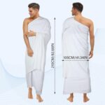 Suhine Ahram Ihram Ehram for Hajj and Umrah Islamic Ihram Clothing for Men Umrah White Hajj Gifts, 41.3 x 82.7 Inches - Image 3