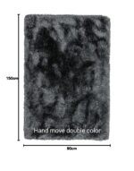 REYAZ HANDICRAFTcarpet Soft Modern Shag Area Rugs Fluffy Living Room Carpet Comfy Bedroom Home Decorate Floor Kids Playing Mat (Size-3x5 feet) 3 Feet by 5 Feet, Black (Mix Grey) (90cmx 150cm) - Image 3