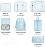 VIKINGS 7pcs Set Travel Organizer Packing Cubes Lightweight Travel Luggage Organizers with Laundry Bag or Toiletry Bag Laundry Organiser (7 Pcs, Blue) - Image 3