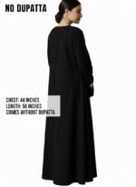 Women's Burqa with Bow Details White Embroidery, Long Bell Sleeves, Free Size up to 65 kg Chest is 44 inches and it is 56 inches Long Made by Firdous Fabric Suitable up to 65kg Body Weight. - Image 5
