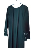 Women's Burqa with Bow Details White Embroidery, Long Bell Sleeves, Free Size up to 65 kg Chest is 44 inches and it is 56 inches Long Made by Firdous Fabric Suitable up to 65kg Body Weight. - Image 7