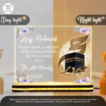 Hajj Mubarak LED Acrylic Night Lamp | Islamic Home Decor Kaaba Light Muslim Gift with Custom Name | Ramadan Eid Decoration USB Powered Warm Glow Table Lamp | Home Decor for Kitchen | 8x6 Inch - Image 5