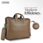 HAMMONDS FLYCATCHER Genuine Leather Office Bag for Men - 15.6 Inch Laptop Bag for Men for Professionals, Business Travelers - Adjustable Straps & Multiple Compartments - 1 Year Warranty - Burlywood - Image 3