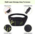 Ayaha Waist Bag Travel Handy Hiking Zip Camera Pouch Money Phone Belt Sport Bag Bum Multipurpose Belt Bag for Men and Women Polyester Waist Pack Fanny Bag (Black) - Image 4