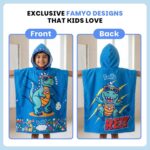 Famyo® Poncho Hood Maxx Towel for Kids 1–7 Years | Quick Dry Microfiber Kids Towel | Soft Lightweight Baby Wrap for Beach | 60 x 60cm Toddler Pool Towel for Boys & Girls | Cute Rexy Dino - Image 4