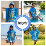 Famyo® Poncho Hood Maxx Towel for Kids 1–7 Years | Quick Dry Microfiber Kids Towel | Soft Lightweight Baby Wrap for Beach | 60 x 60cm Toddler Pool Towel for Boys & Girls | Cute Rexy Dino - Image 6