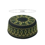 AKONNAS 2Pcs Muslim Prayer Kufi Hats for Men Islam Beanie Skull Cap Embroidered Topi Round Cap Headwear Ramadan Eid Gift(Green+Yellow), Green+yellow, One Size - Image 3