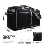 FATMUG Light Foldable Duffel Bag for Travel, Packing and Storage - Men and Women - (60L, Black) - Image 3