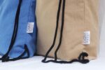 D&M Decor Cotton Fabric Sack Drawstring Backpack for Kids, Men, & Women (Blue & Brown) 13"x16.5" Pack o f2 - Image 6