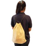 D&M Decor Cotton Fabric Sack Drawstring Backpack for Kids, Men, & Women (Blue & Brown) 13"x16.5" Pack o f2 - Image 8