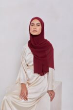 AN NISA - Deep Red Chiffon Hijab/Scarf/Dupatta/Neck Wrap (Size - 180 * 70cm) - Image 3