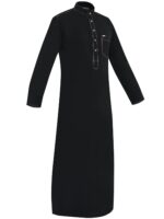 AL-AHAD Men's Collar Stitch Thobe - Mandarin Collar with Contrast Stitching - Elegant Traditional Islamic Attire - Image 3
