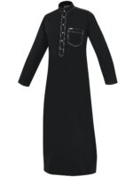 AL-AHAD Men's Collar Stitch Thobe - Mandarin Collar with Contrast Stitching - Elegant Traditional Islamic Attire - Image 4