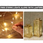 Urban Born Set of 2 Iron Lantern and Candle Tealight Holder for Home Decor Items | Candles for Home Decoration | Candle Holders for Home Decor | 2 Free led Lights (Pack of 2) (Gold) - Image 3
