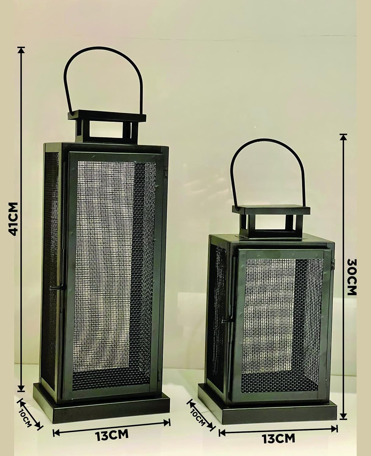 Urban Born Set of 2 Iron Lantern and Candle Tealight Holder for Home Decor Items | Candles for Home Decoration | Candle Holders for Home Decor | 2 Free led Lights (Pack of 2) (Gold) - Image 4