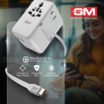 G+ 70W TravelEase Pro Adapter with 75cm Retractable Cable | Universal Travel Adapter | Dual USB Ports, Multi-Plug Charger with GaN Fast Charging | Worldwide Compatibility. - Image 6