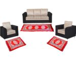 Kuber Industries Kitchen/Floor Mat|Solid Traditional Print & Soft Velvet Material|Size 190 X 64 Cm (Red), Large Rectangle - Image 4